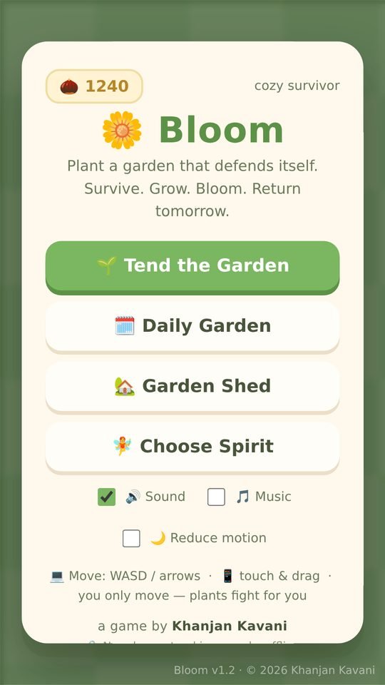 Bloom main menu